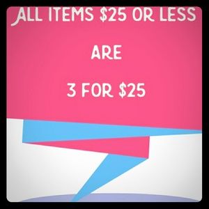 3 for 25, almost all offers excepted!